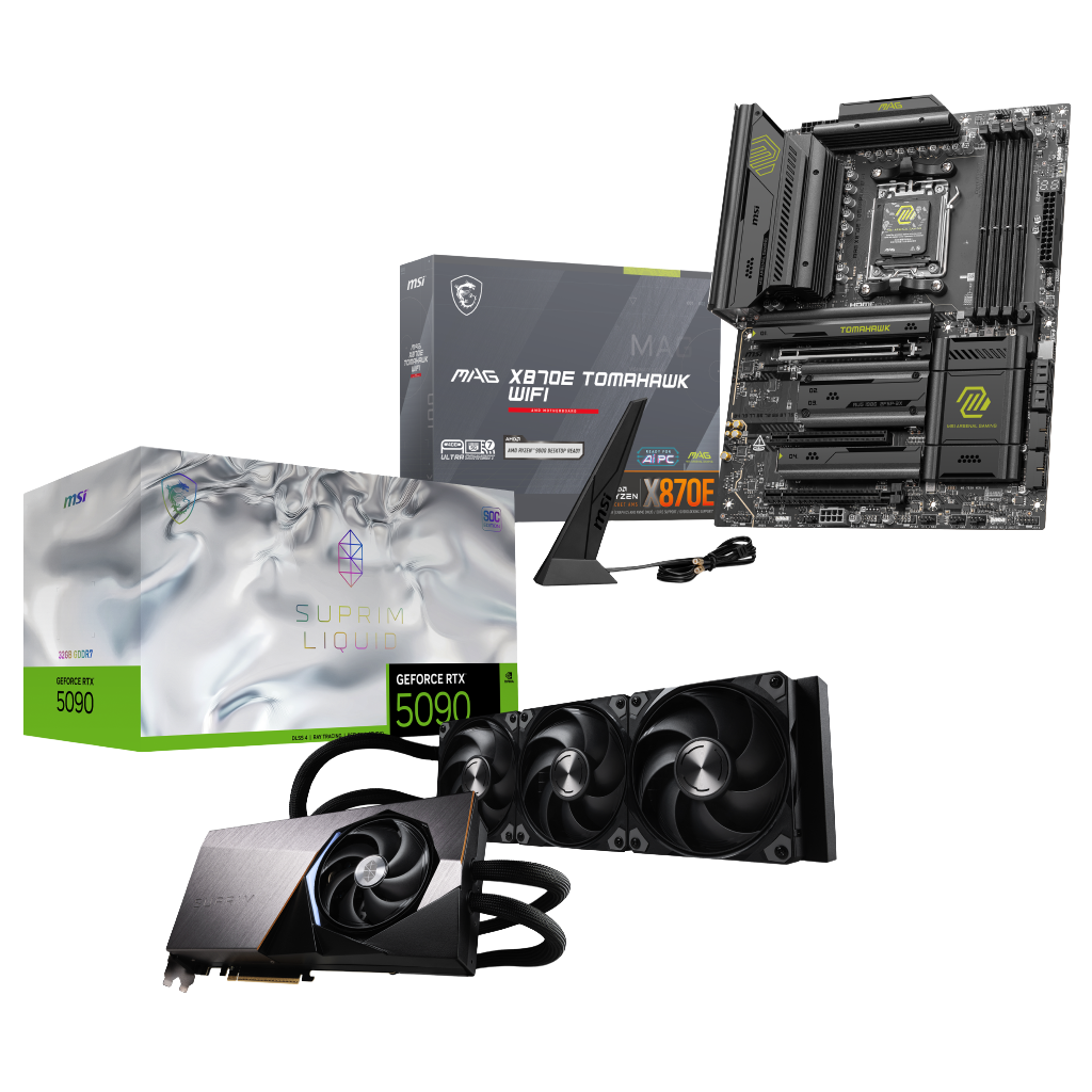 MSI Geforce RTX 5090 32G SUPRIM LIQUID SOC | MAG X870E TOMAHAWK
